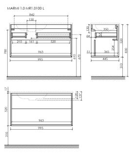 Подвесная тумба под раковину Sancos Marmi 1.0 MR1.0100LECH левая 99см дуб чарльстон